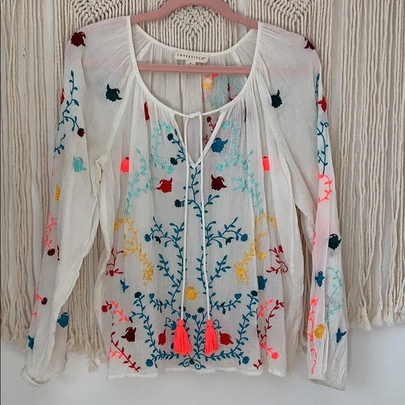 Lovestitch | Embroidered Rainbow Peasant Top πΊ - Picture 2 of 6